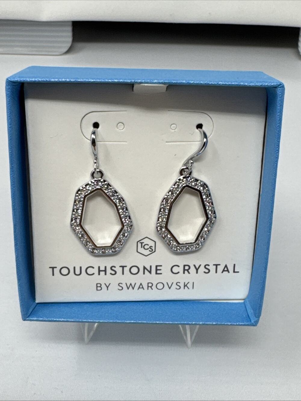 Touchstone Crystal Frame Earrings Swarovski Cystals NEW 1547E